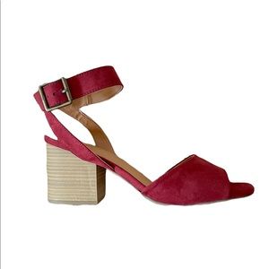 Red Block Peep-Toe Heel Shoes